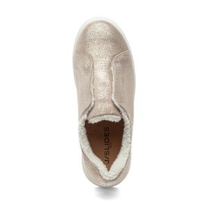 Jslides NYC LT Gold platform sneakers. New with Tags box.Size 7.5 Metallic Suede